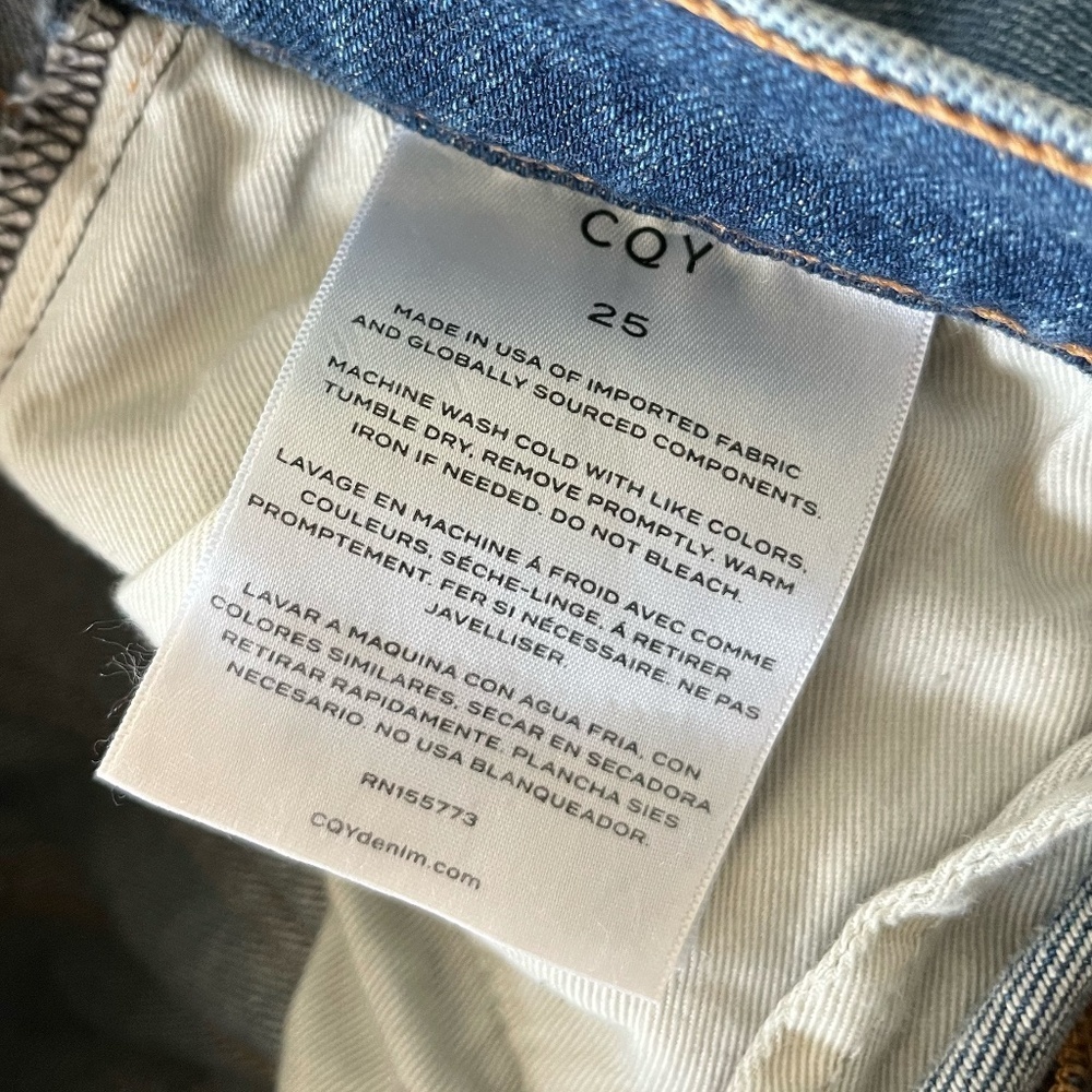 CQY x ANTHROPOLOGIE | Bliss High-Rise Bootcut Flare Raw Hem Jeans | Size 25 - Picture 9 of 10